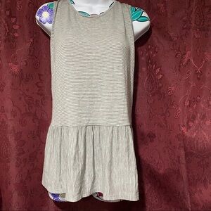 Ava & Viv Gray White Stripe Sleeveless Tank Blouse